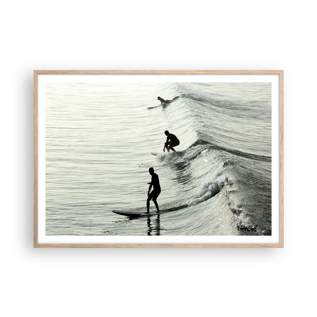 Poster in einem Rahmen aus heller Eiche - Gegen die Welle - 100x70 cm