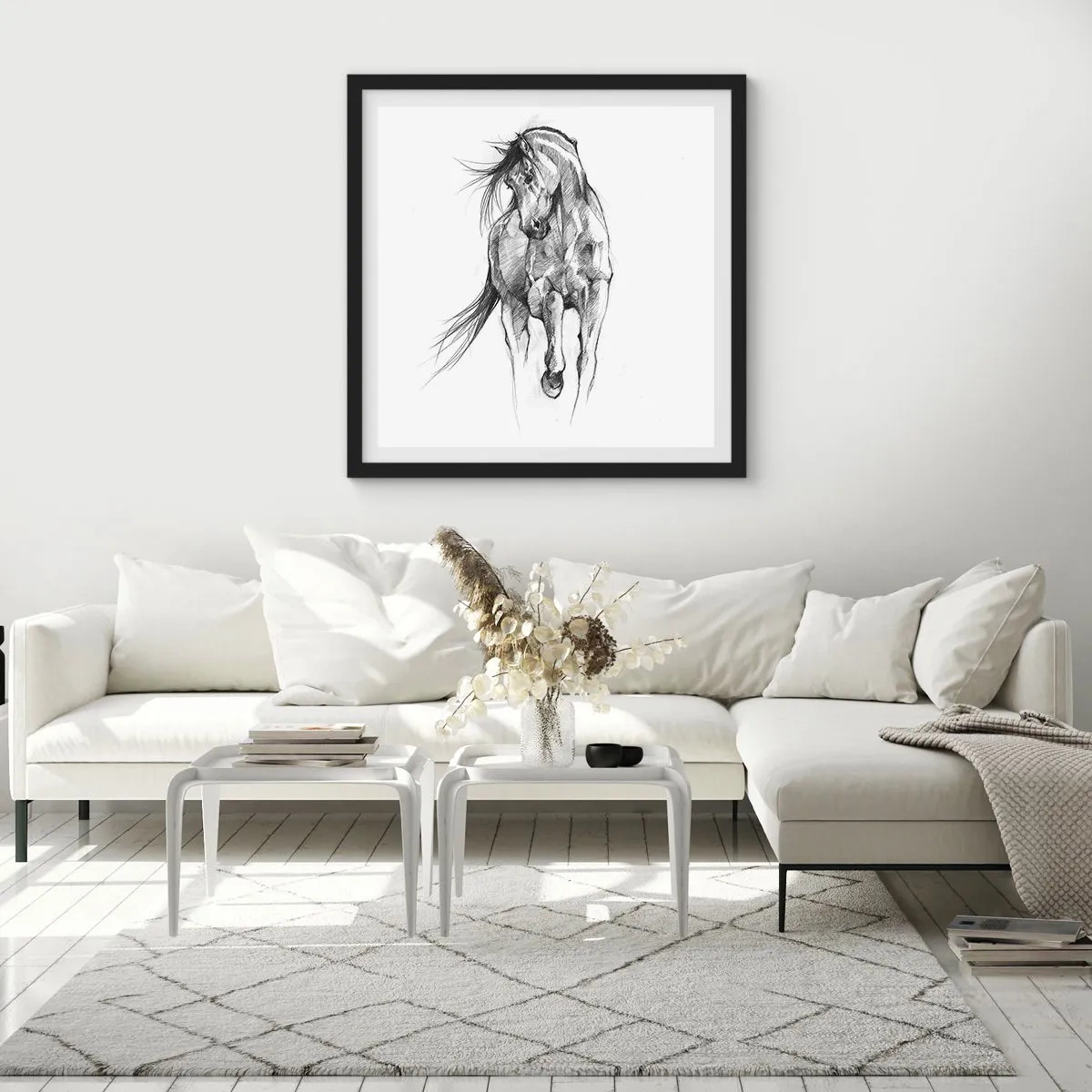 Poster in einem schwarzem Rahmen - Im anmutigen Trab - 40x40 cm