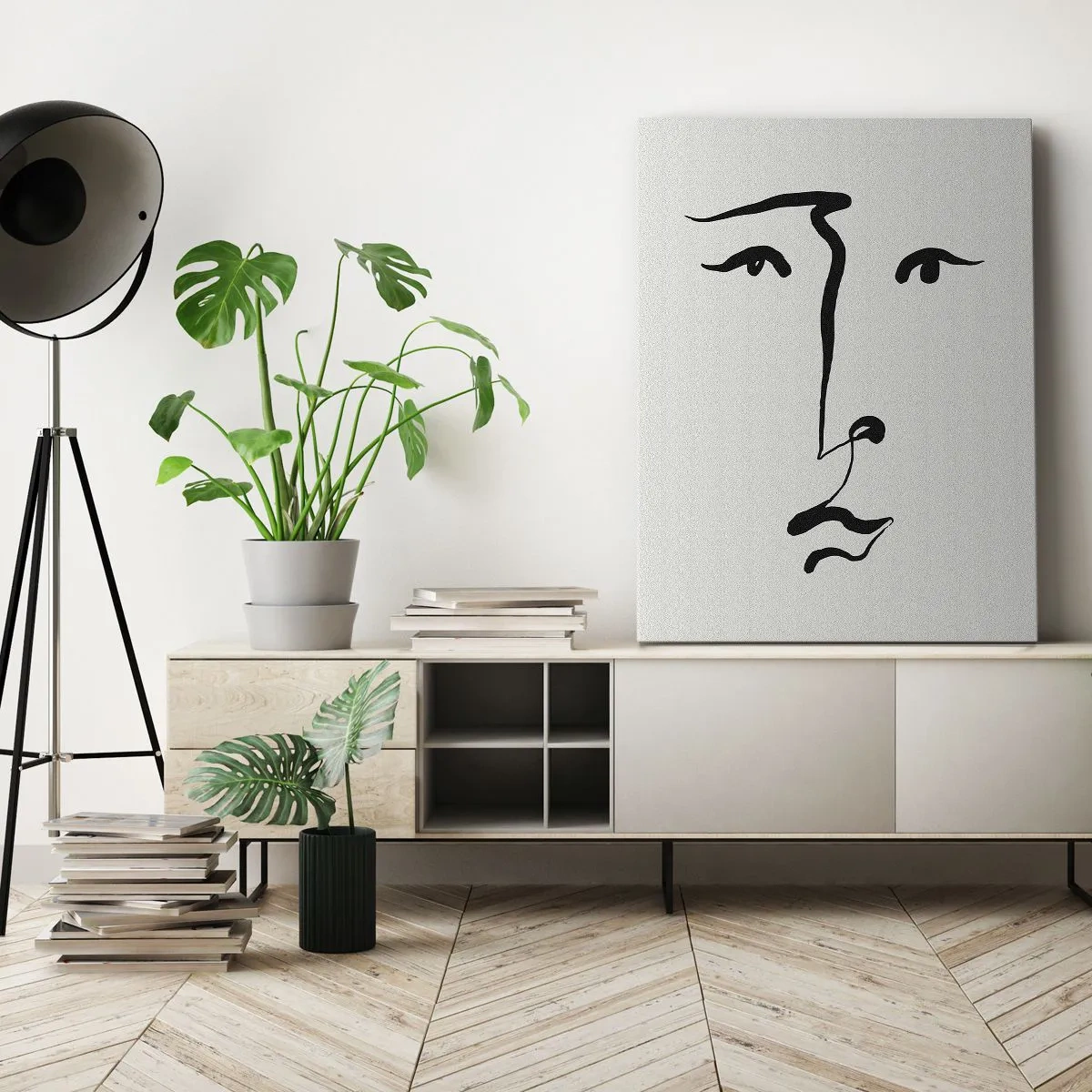 Bild auf Leinwand - Leinwandbild - Porträt mit einer Zeile - 70x100 cm