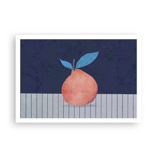 Poster - Abstrakte Früchte vor einem Hintergrund aus kontrastierenden Farben und geraden Linien. - 100x70cm - Konvexität und Ebene - Moderne Wanddekoration für Wohnzimmer und Schlafzimmer ARTTOR