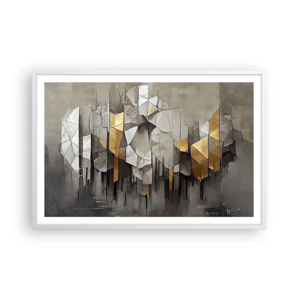 Poster in einem weißen Rahmen - Komposition aus Eis und Licht - 91x61 cm