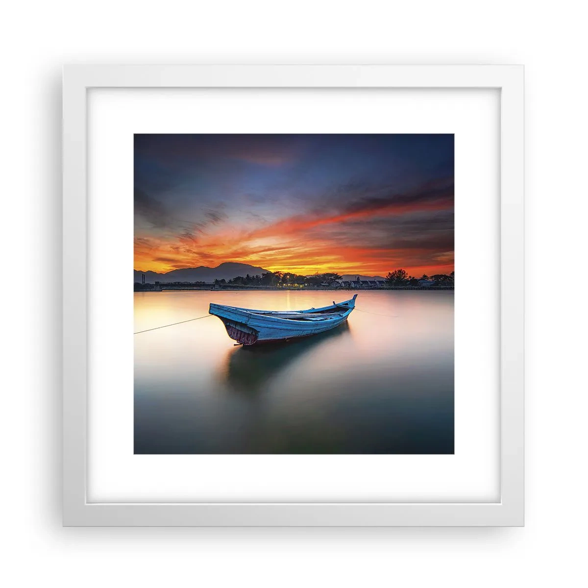 Poster in einem weißen Rahmen - Eine gute Nacht kommt - 30x30 cm