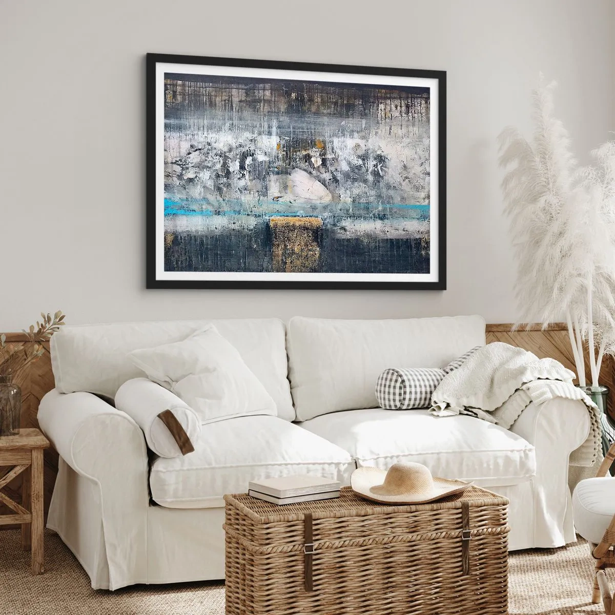 Poster in einem schwarzem Rahmen - Wie auf Eis, wie nach Dezember - 91x61 cm