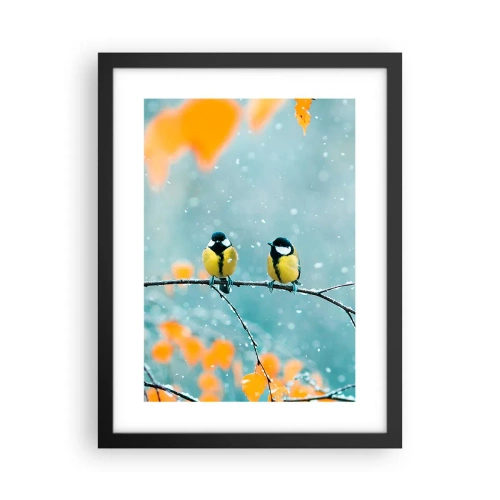 Poster in einem schwarzem Rahmen - Vogelklatsch - 30x40 cm