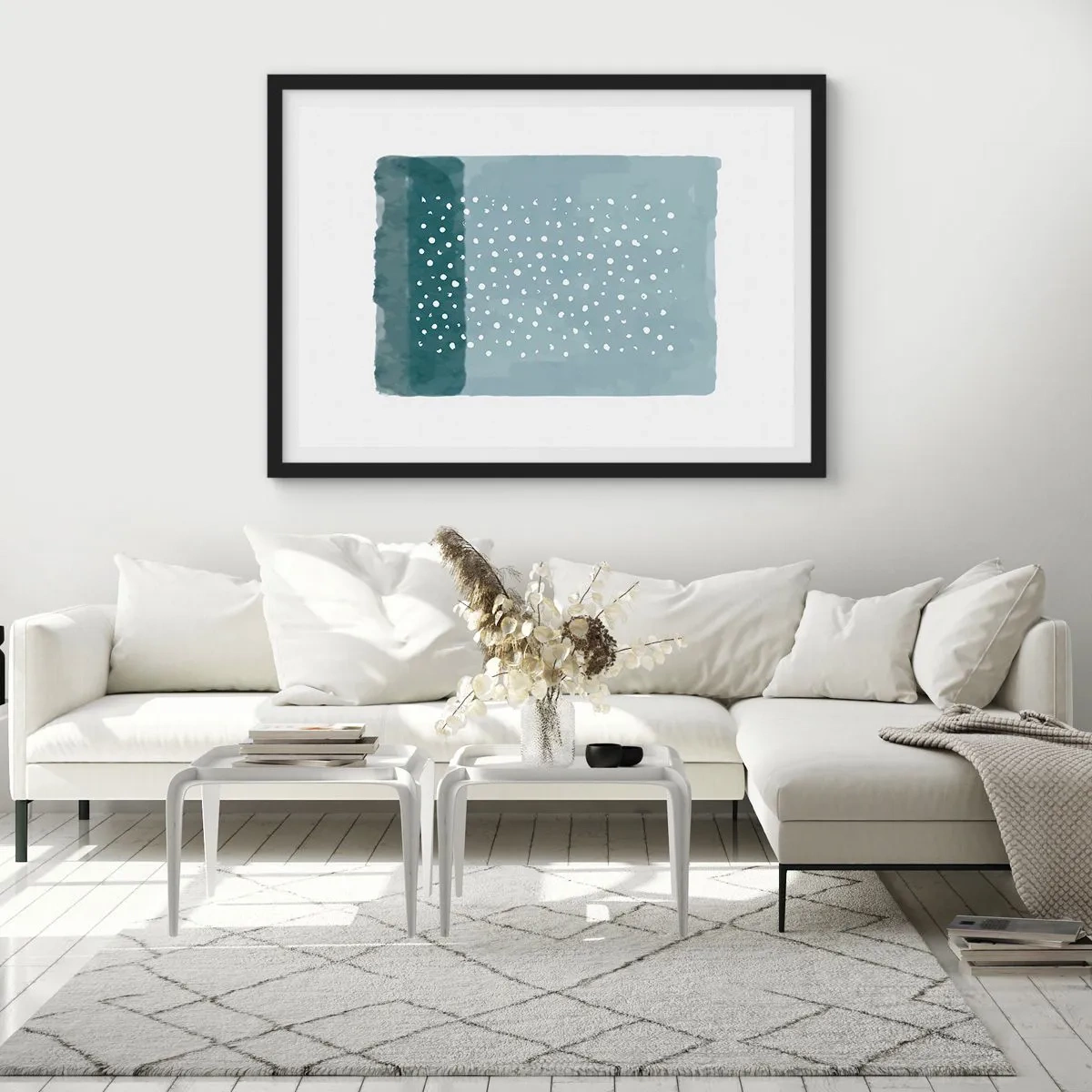 Poster in einem schwarzem Rahmen - Auf Blau gewachsen - 50x40 cm