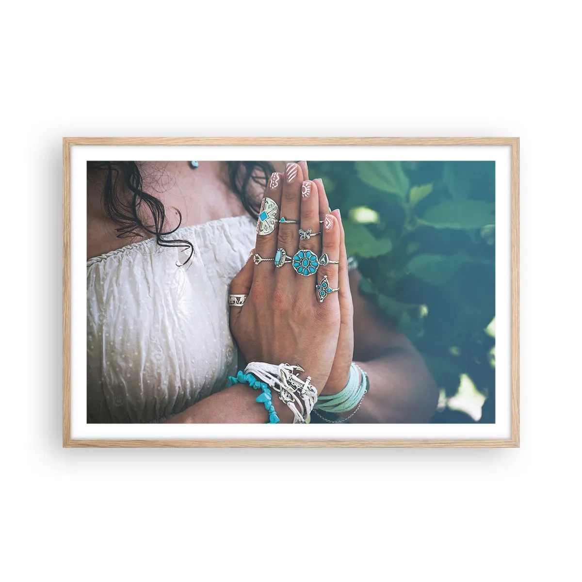 Poster in einem Rahmen aus heller Eiche - Willkommen im Zentrum des Seins - 91x61 cm