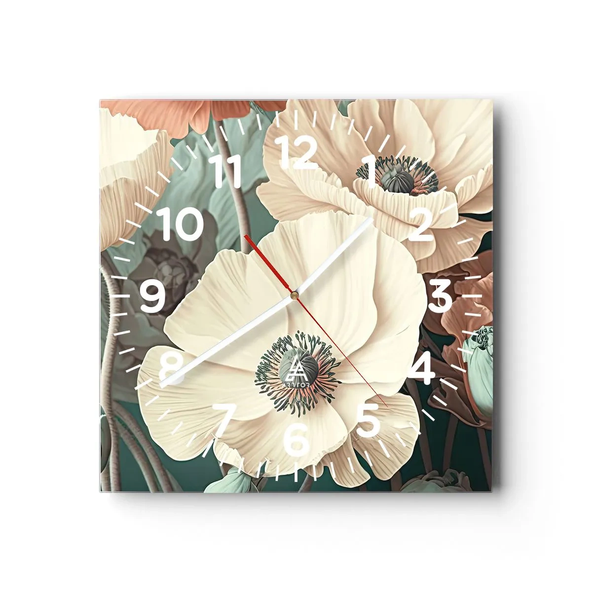 Wanduhr - Glasuhr - Flüstern von Mohnblumen - 30x30 cm