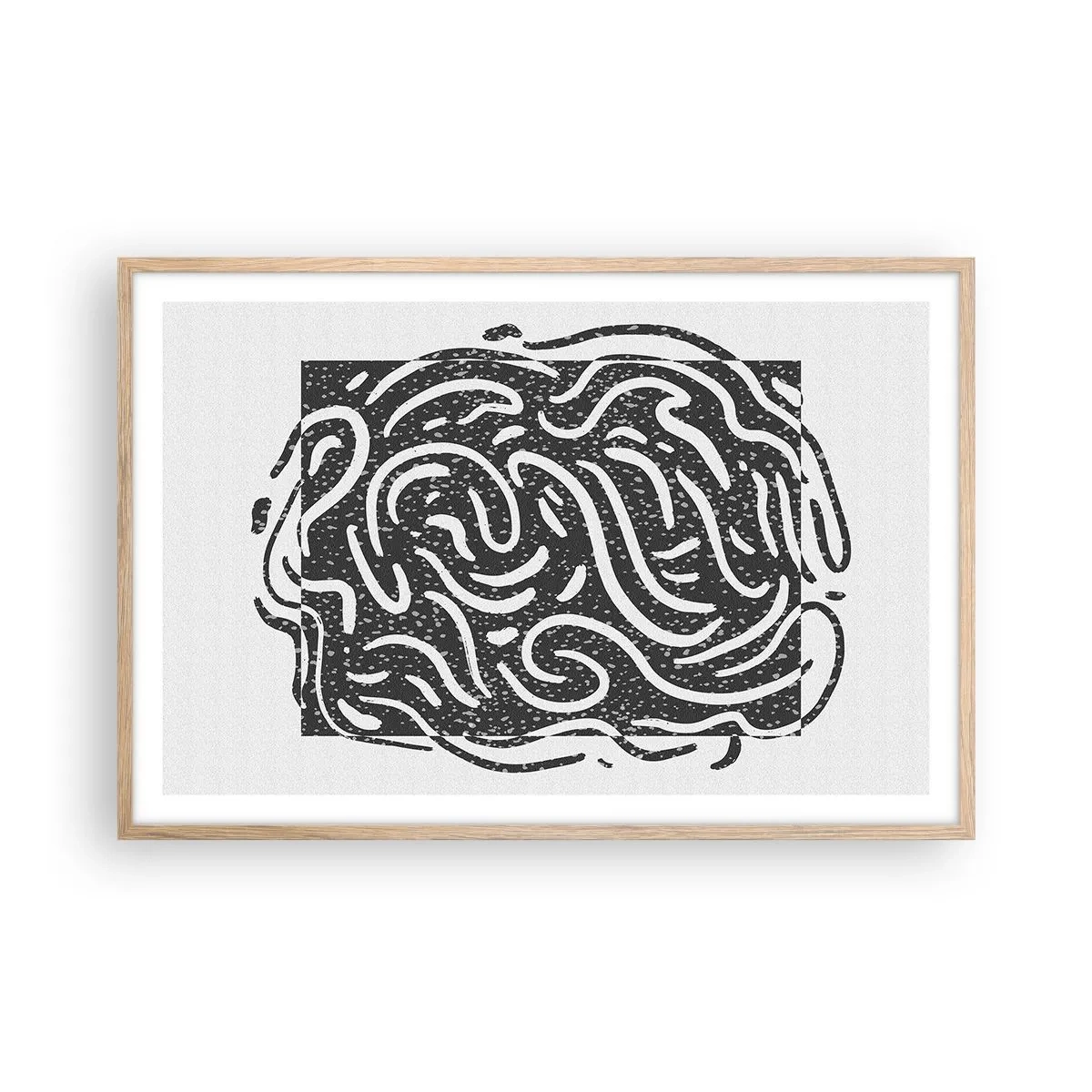 Poster in einem Rahmen aus heller Eiche - Abstraktion: Freudentanz - 91x61 cm