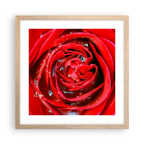 Poster in einem Rahmen aus heller Eiche - In den Tautropfen - 40x40 cm