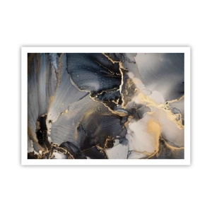 Poster - Abstraktes Gold und Grau auf Leinwand - 100x70cm - Leben aus Stein - Moderne Wanddekoration für Wohnzimmer und Schlafzimmer ARTTOR