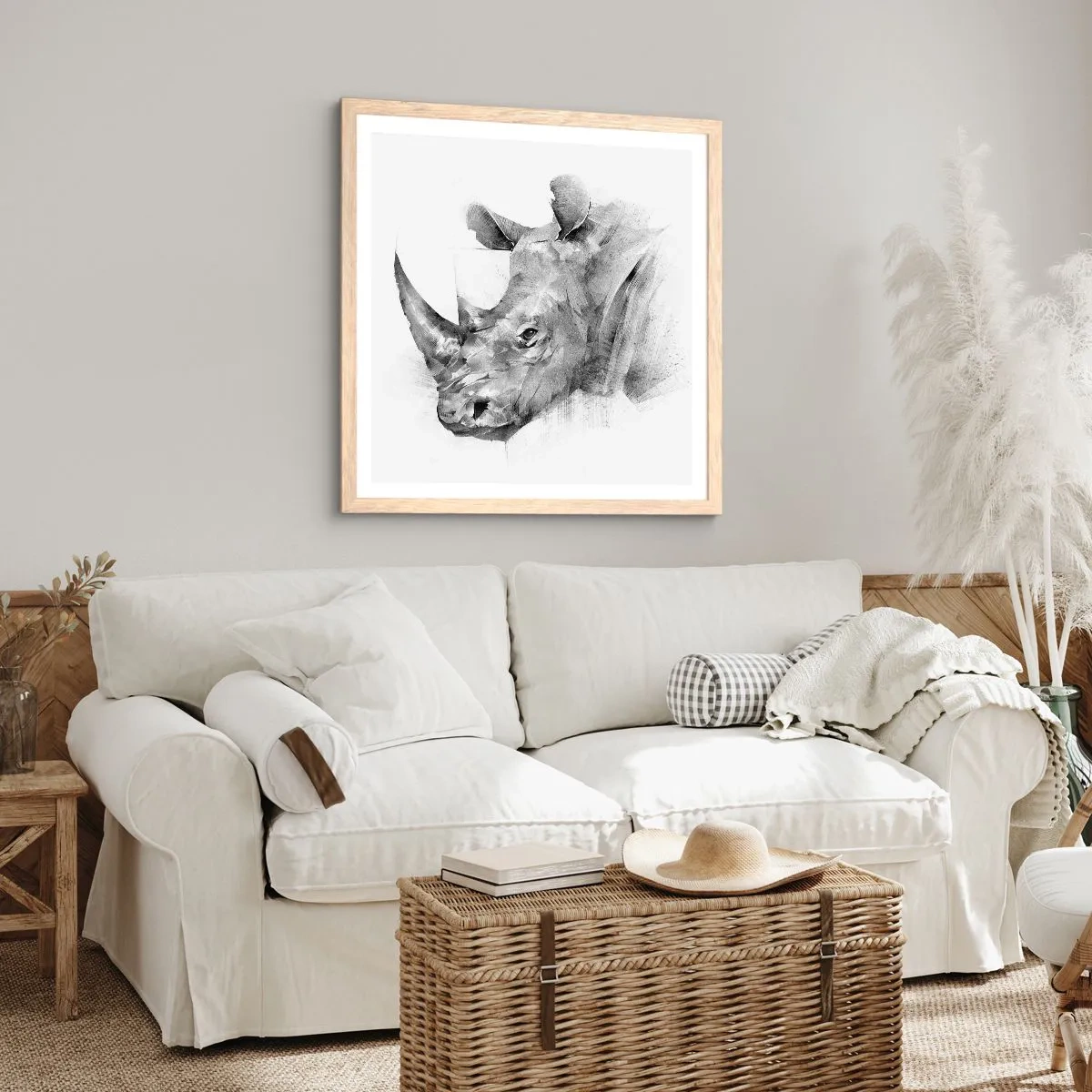 Poster in einem Rahmen aus heller Eiche - Afrikanisches Porträt - 60x60 cm