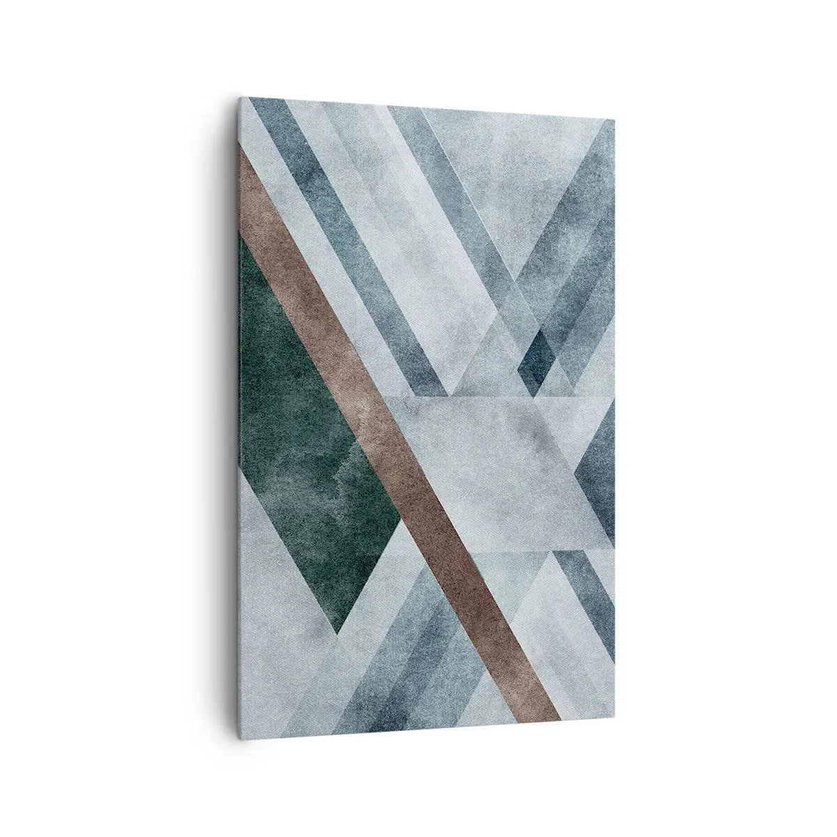 Bild auf Leinwand - Leinwandbild - Geometrische Formen in kühlen Blau- und Brauntönen - 80x120cm - Anspruchsvolle Eleganz der Geometrie - Moderne Wanddekoration für Wohnzimmer und Schlafzimmer ARTTOR