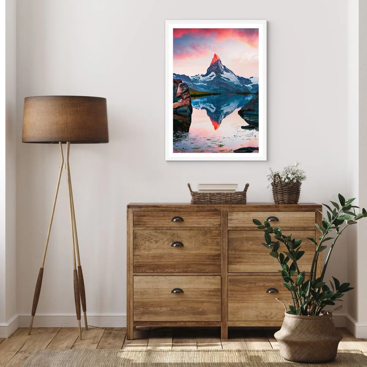 Poster in einem weißen Rahmen - Das Herz der Berge ist heiß - 70x100 cm