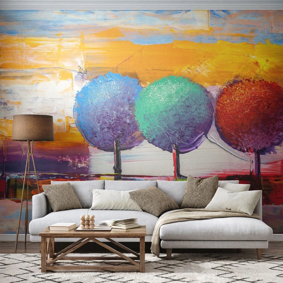 Fototapete Premium Sand - Aller guten Dinge sind drei - Landschaft, Bäume, Stück - 100x70 cm