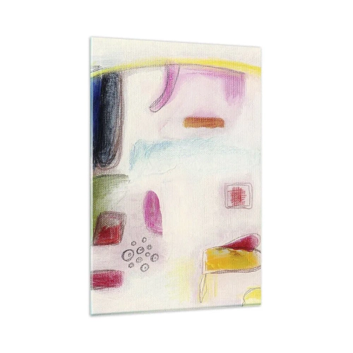 Glasbild - Bild auf glas - Bunte abstrakte Formen auf hellem Hintergrund - 80x120cm - Eher konvex als konkav oder flach - Moderne Wanddekoration für Wohnzimmer und Schlafzimmer ARTTOR