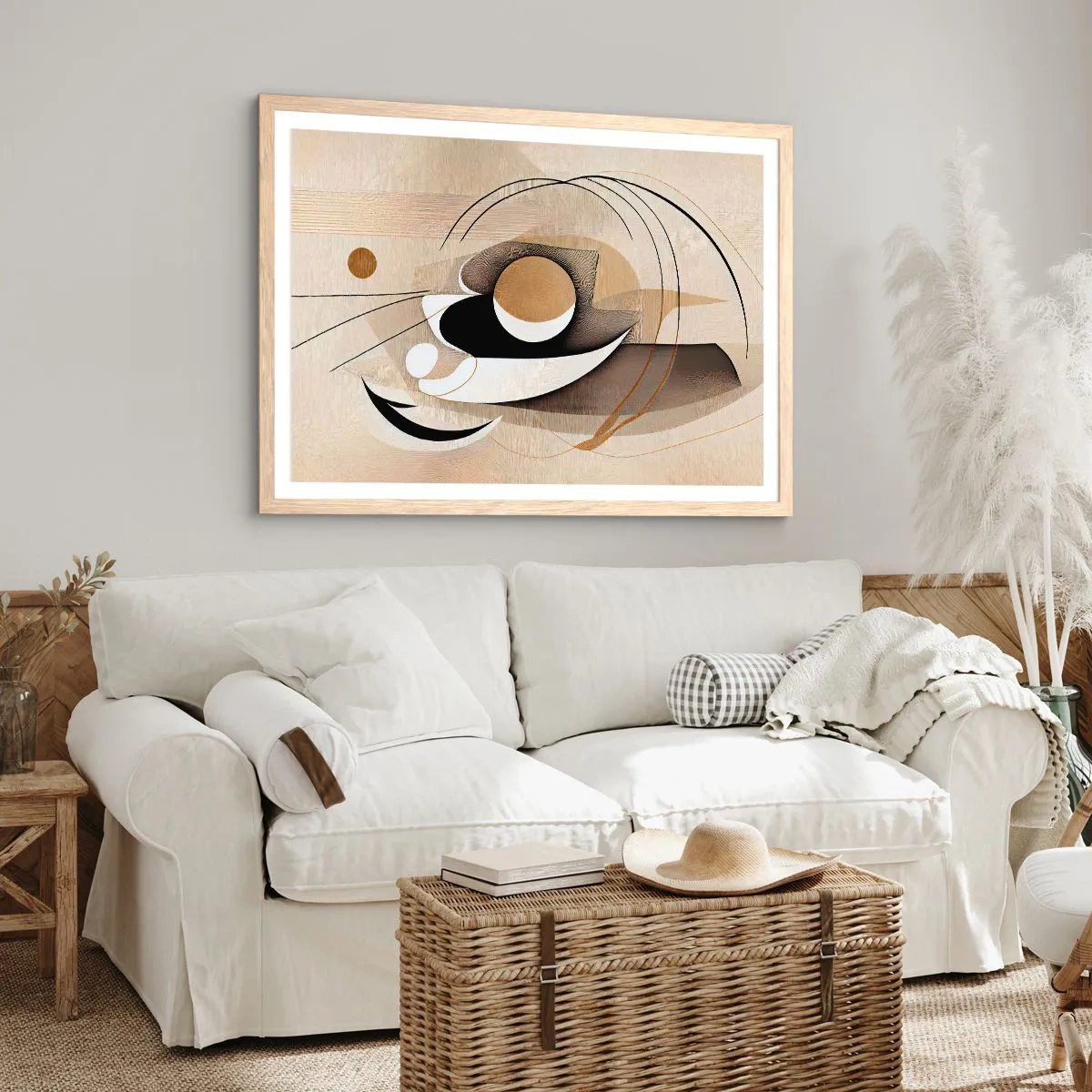 Poster in einem Rahmen aus heller Eiche - Komposition: die Essenz des Wortes - 100x70 cm