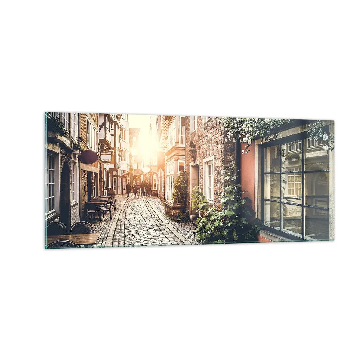 Glasbild - Bild auf glas - Rosenallee im rosa Schein - 100x40 cm