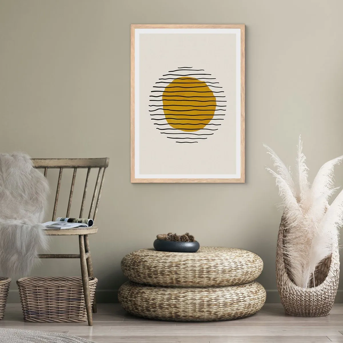 Poster in einem Rahmen aus heller Eiche - Abstraktion, die vor Hitze zittert - 40x50 cm