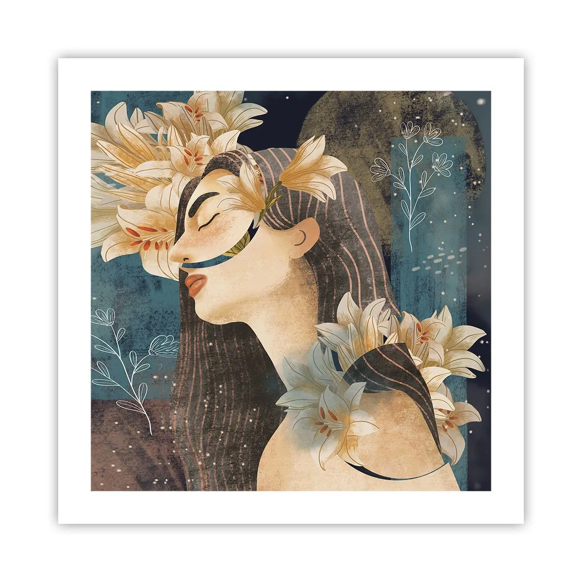 Poster - Ein Märchen über eine Prinzessin mit Lilien - 50x50 cm