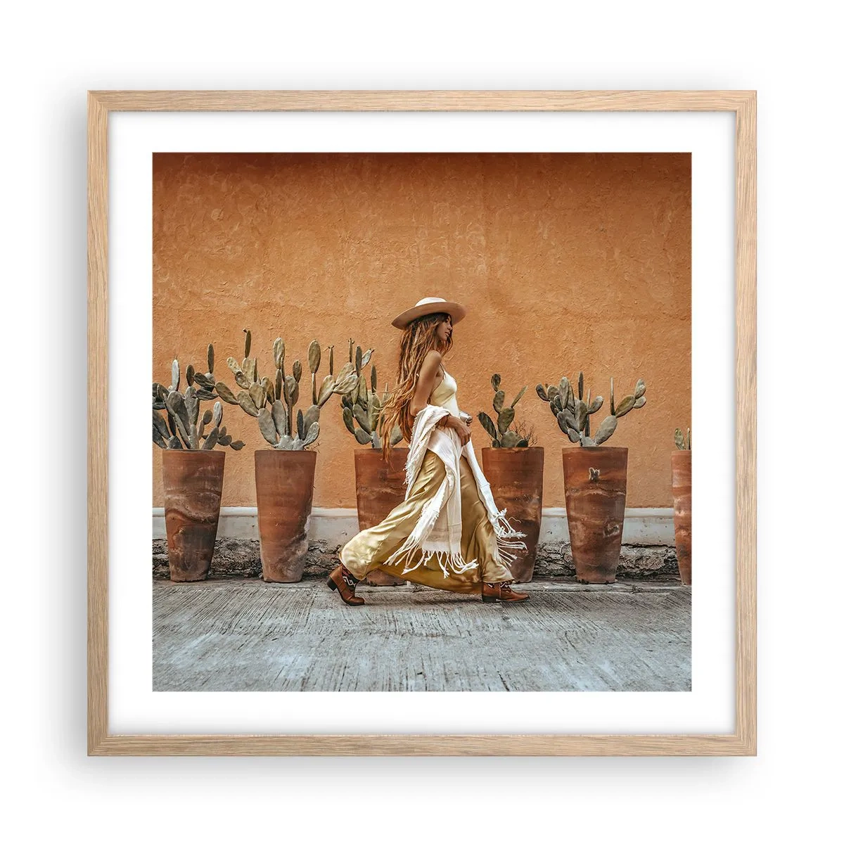 Poster in einem Rahmen aus heller Eiche - Hippie-Stil - 50x50 cm