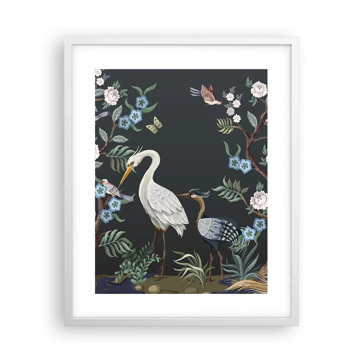 Poster in einem weißen Rahmen - Vogelparade - 40x50 cm