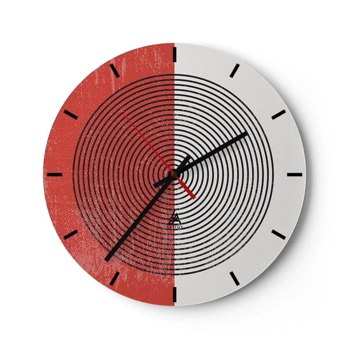 Wanduhr - Glasuhr - Minimalistisches Spiralmuster auf gespaltenem Hintergrund - 30x30cm - Auf den Punkt gebracht - Moderne Wanddekoration für Wohnzimmer, Küche und Schlafzimmer ARTTOR