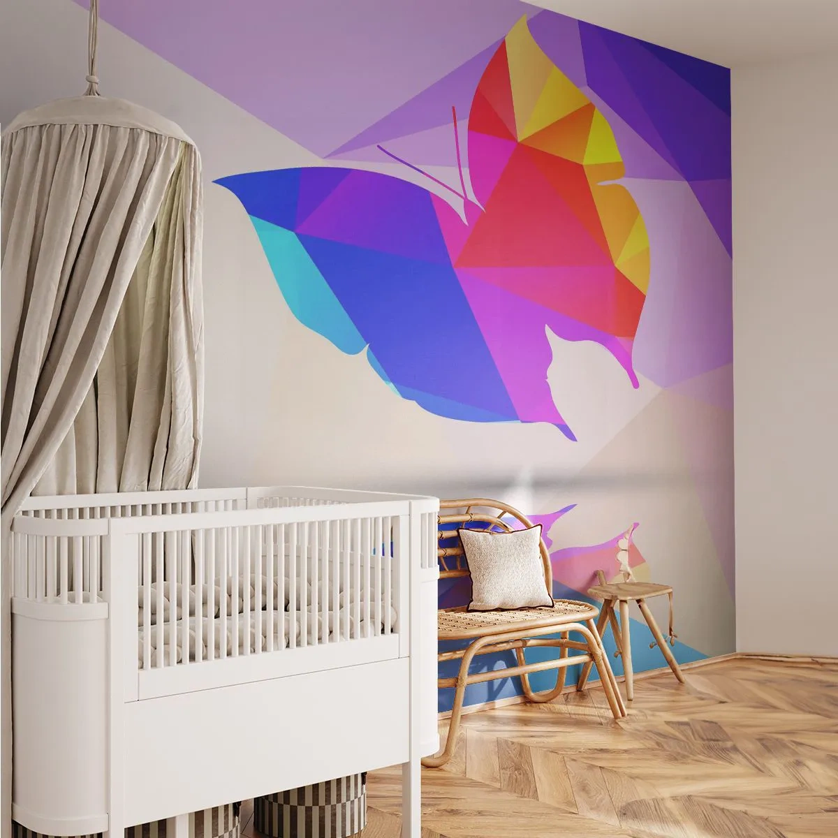 Selbstklebende Fototapete Deluxe Sticker - Regenbogenschmetterling - Insekten, Schmetterling, Geometrische Figur - 250x175 cm