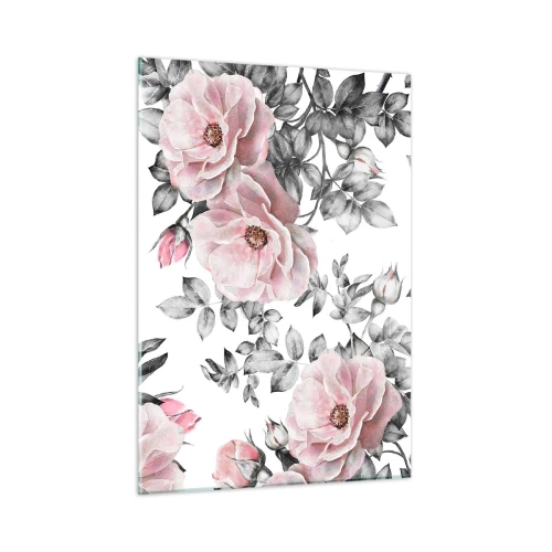 Glasbild - Bild auf glas - Verlieren Sie sich in den Rosenblüten - 50x70cm - Verliere dich in den Blüten der Rosen - Moderne Wanddekoration für Wohnzimmer und Schlafzimmer ARTTOR