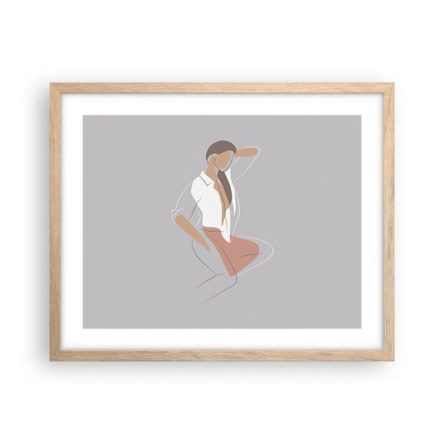 Poster in einem Rahmen aus heller Eiche - Umriss der Anmut - 50x40 cm