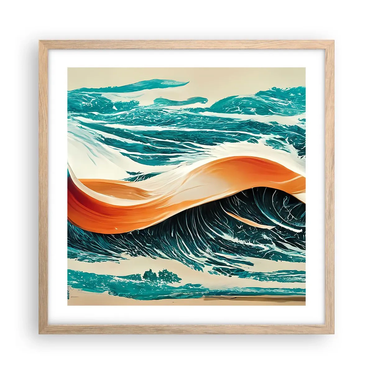 Poster in einem Rahmen aus heller Eiche - Traum eines Surfers - 50x50 cm