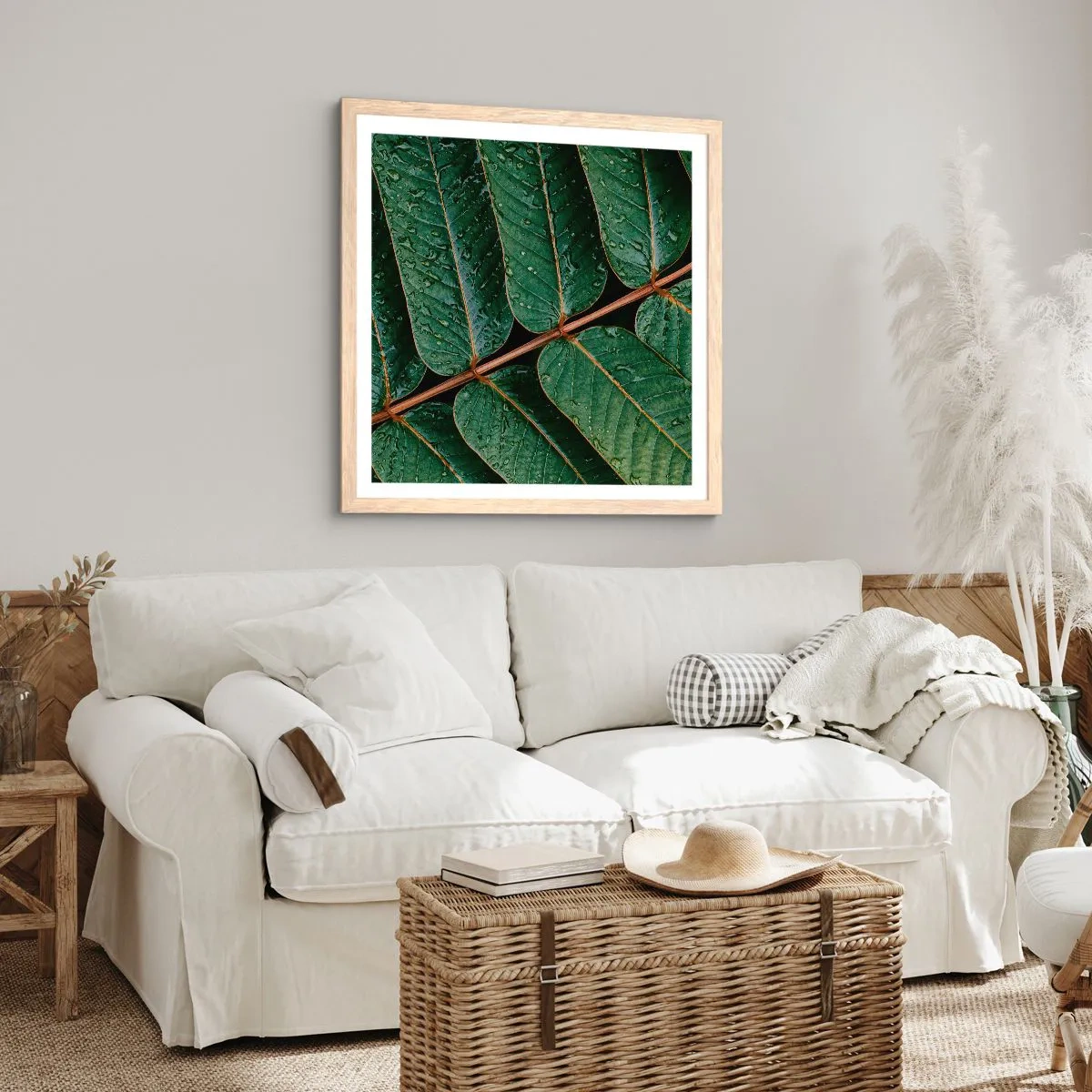 Poster in einem Rahmen aus heller Eiche - Im grünen Rhythmus - 30x30 cm
