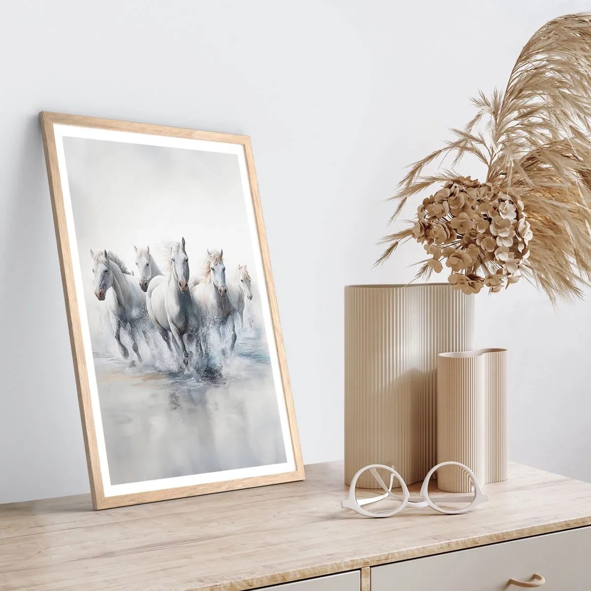 Poster in einem Rahmen aus heller Eiche - Weiße Magie - 61x91 cm