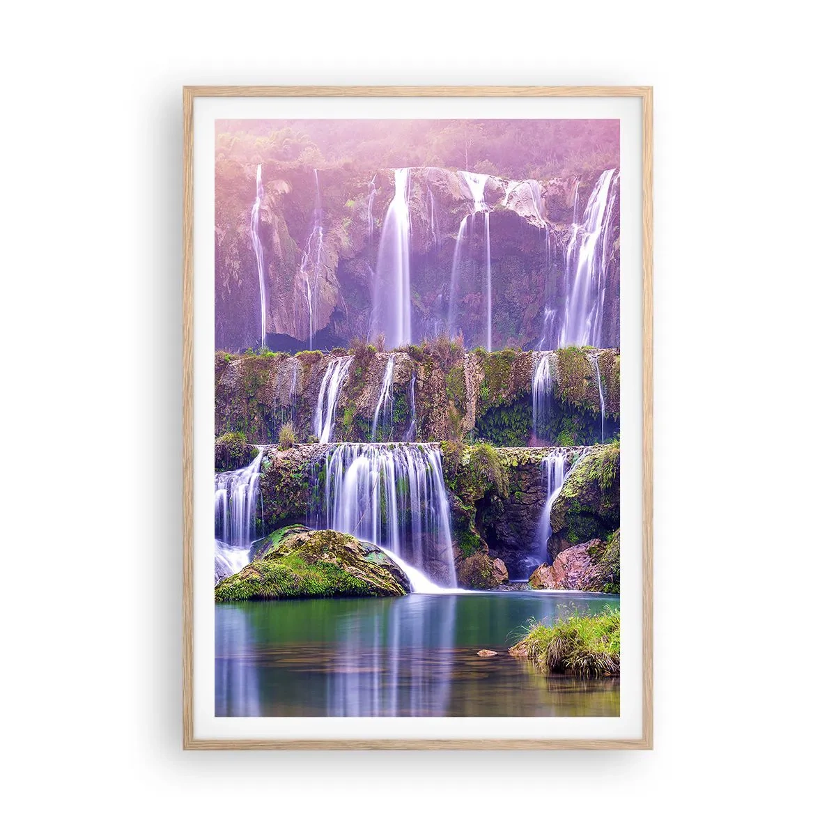 Poster in einem Rahmen aus heller Eiche - Treppe zum Himmel - 70x100 cm