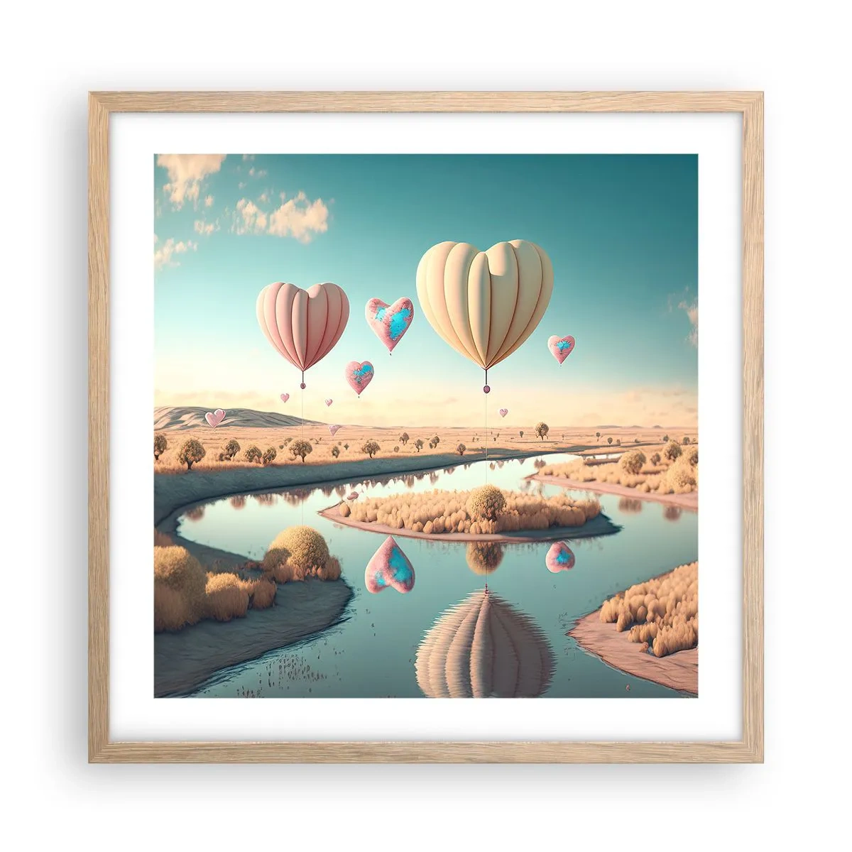 Poster in einem Rahmen aus heller Eiche - Dank Liebe steigt man auf - 50x50 cm
