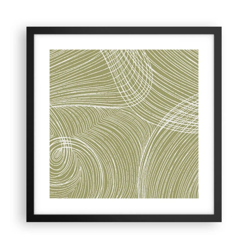 Poster in einem schwarzem Rahmen - Komplizierte Abstraktion in Weiß - 40x40 cm