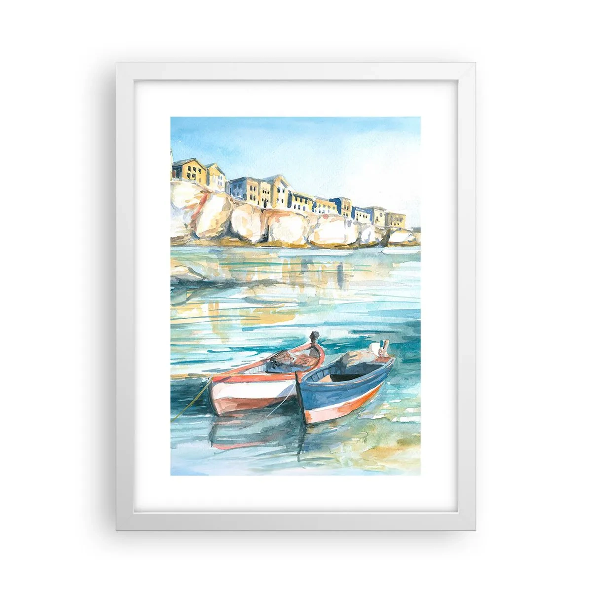 Poster in einem weißen Rahmen - Landschaft in Azurblau - 30x40 cm
