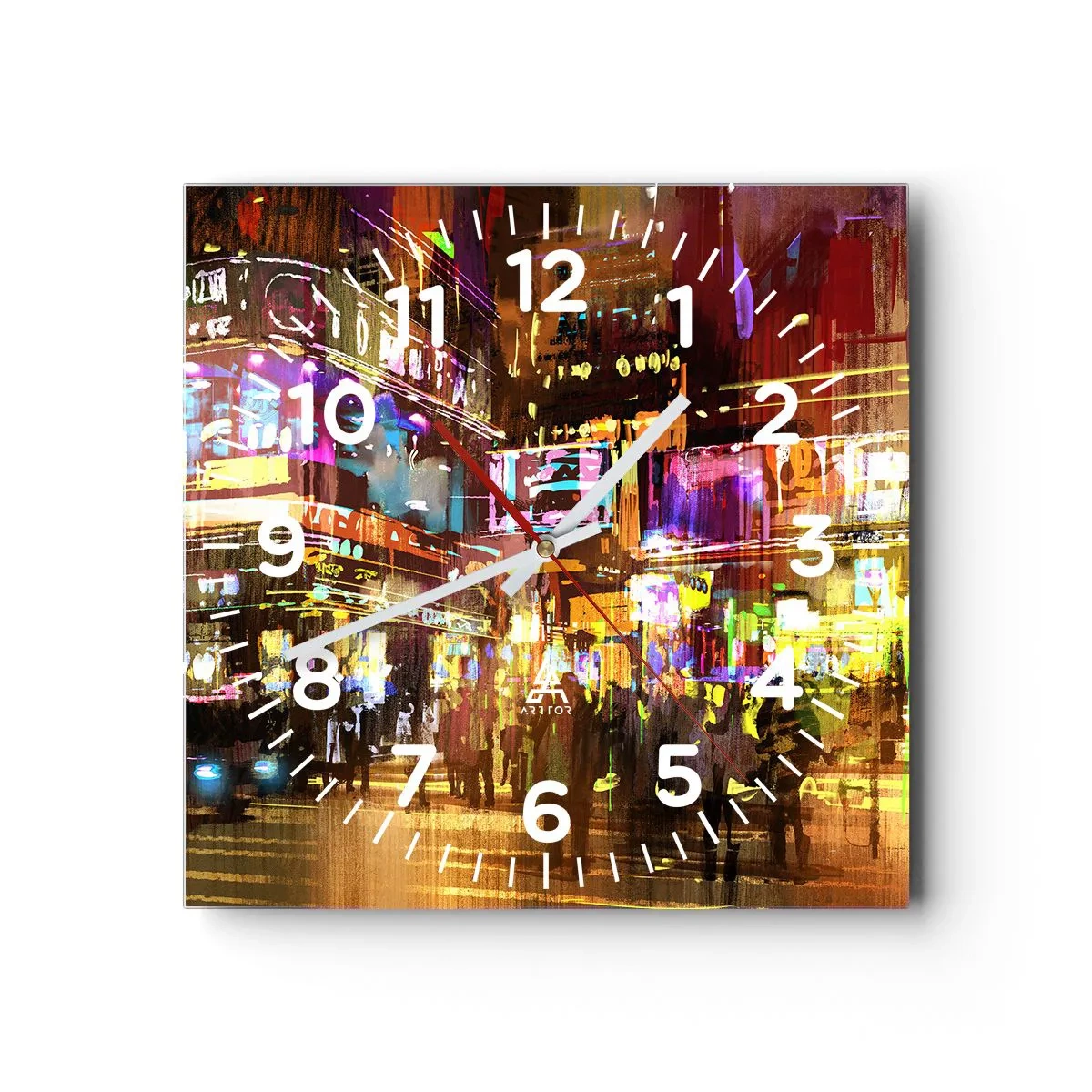 Wanduhr - Glasuhr - In einem Lichtermeer - 30x30 cm