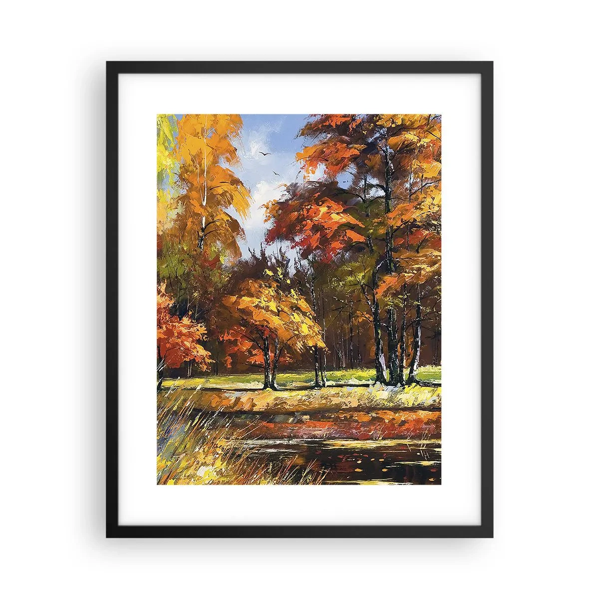 Poster in einem schwarzem Rahmen - Landschaft in Gold und Bronze - 40x50 cm