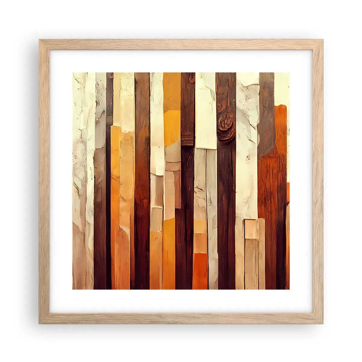 Poster in einem Rahmen aus heller Eiche - Hymne der Waldbäume - 40x40 cm