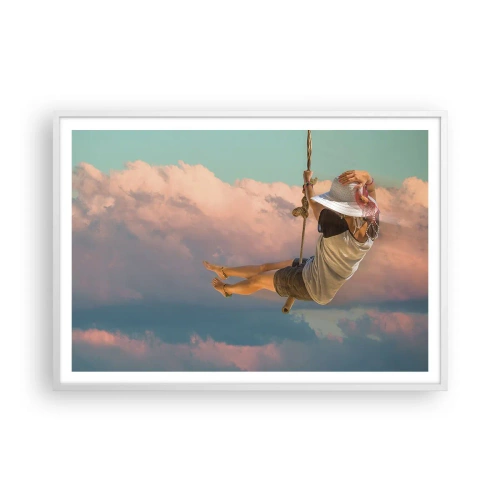 Poster in einem weißen Rahmen - Spaß in den Wolken - 100x70 cm