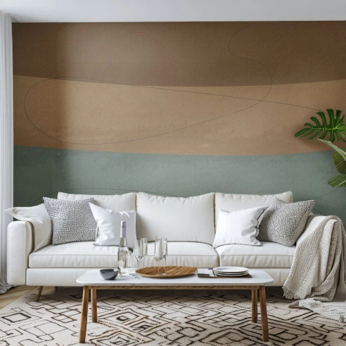 Fototapete Premium Sand - Abstrakte Komposition in Erdtönen - 100x70cm - Horizontale Komposition - Moderne Wanddekoration für Wohnzimmer und Schlafzimmer ARTTOR