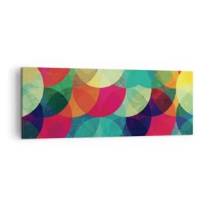 Bild auf Leinwand - Leinwandbild - Bunte geometrische Muster aus Kreisen und Halbkreisen - 140x50cm - Aufstieg zum Regenbogen - Moderne Wanddekoration für Wohnzimmer und Schlafzimmer ARTTOR