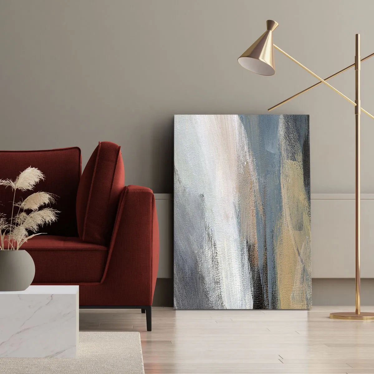 Bild auf Leinwand - Leinwandbild - Abstraktion: nördliche Landschaft - 55x100 cm