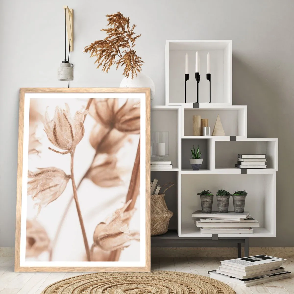 Poster in einem Rahmen aus heller Eiche - Sie rufen am Ende des Sommers an - 40x50 cm