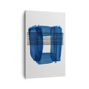 Bild auf Leinwand - Leinwandbild - Abstraktes Muster in Blautönen mit schwarzen Linien - 80x120cm - Blaue und schwarze Komposition - Moderne Wanddekoration für Wohnzimmer und Schlafzimmer ARTTOR
