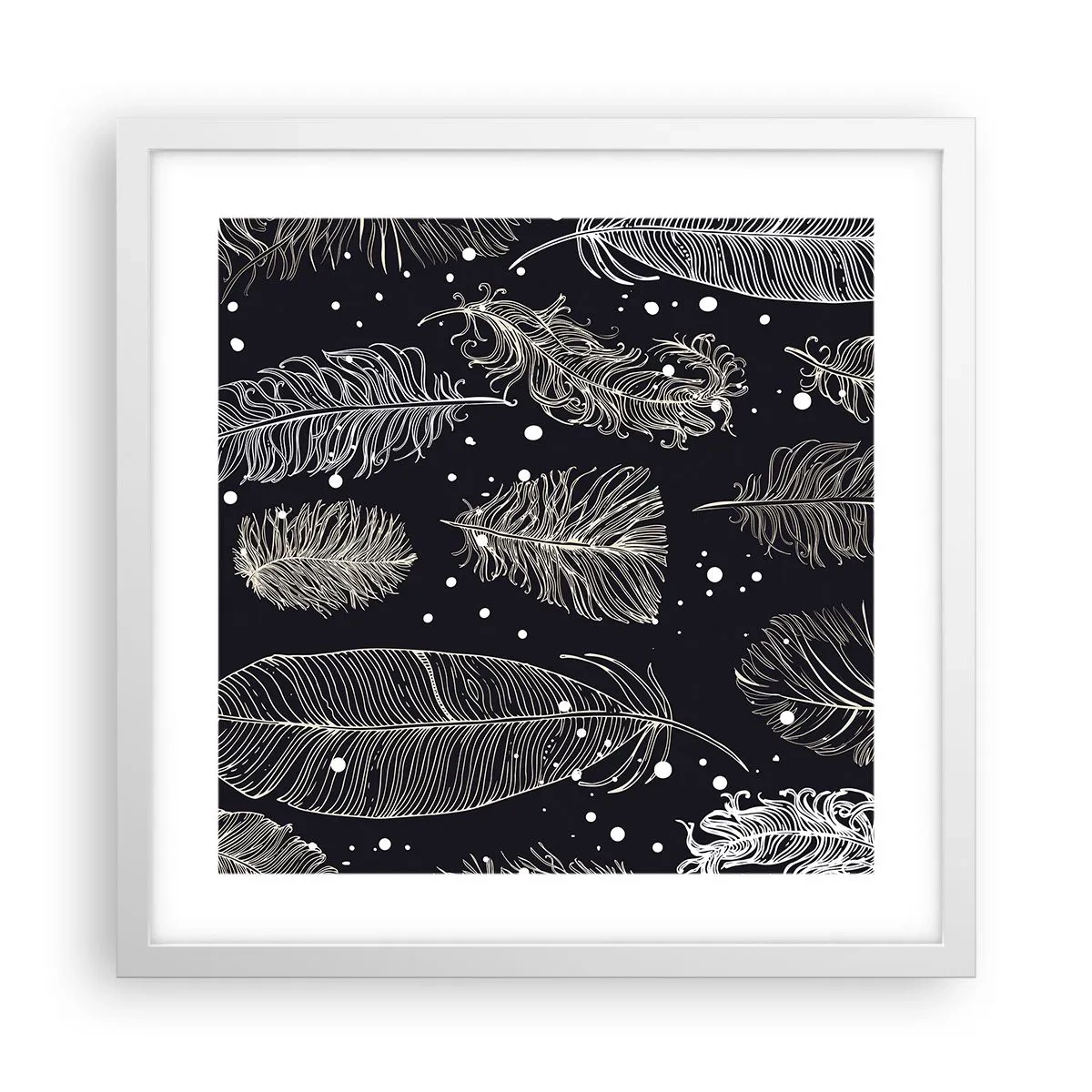 Poster in einem weißen Rahmen - Gefiederte Spitze - 40x40 cm