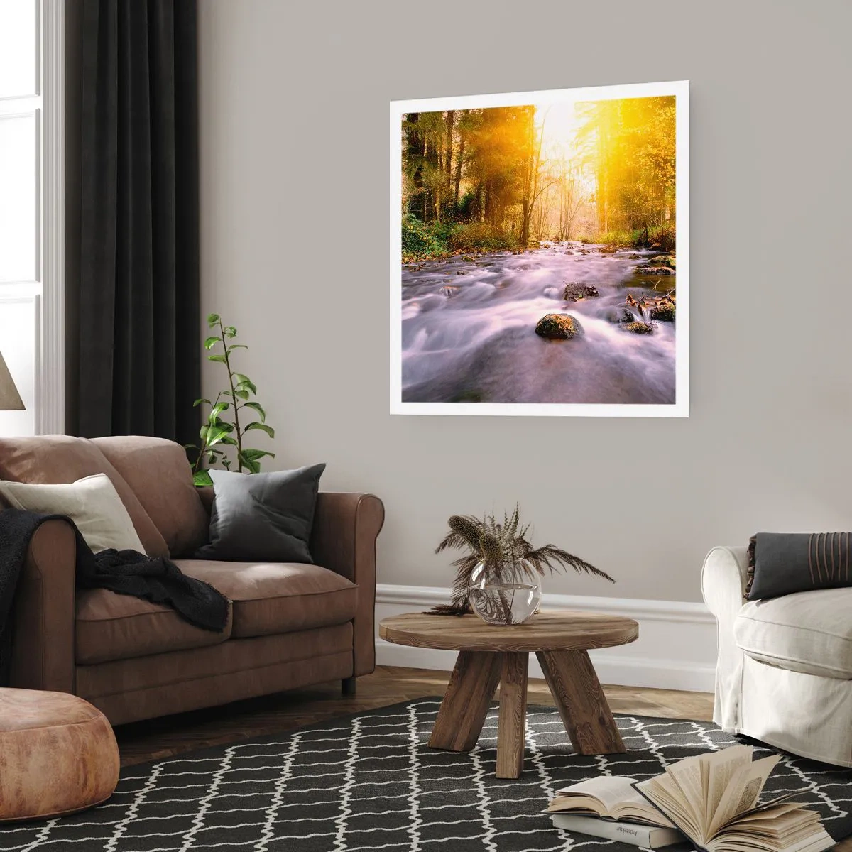 Poster - Malachit im Silber- und Goldrahmen - 30x30 cm