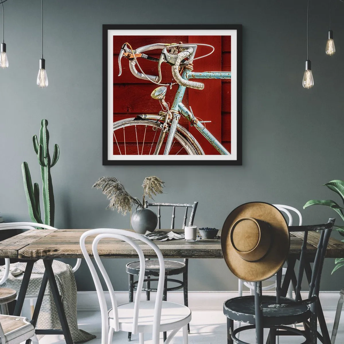 Poster in einem schwarzem Rahmen - Geschaffen um zu siegen - 40x40 cm