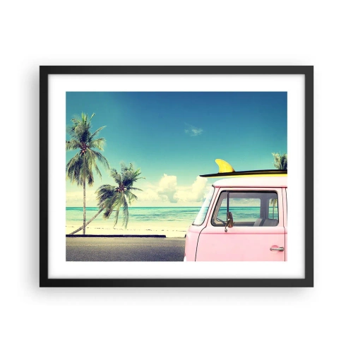 Poster in einem schwarzem Rahmen - Zeit um in die Ferien zu starten - 50x40 cm