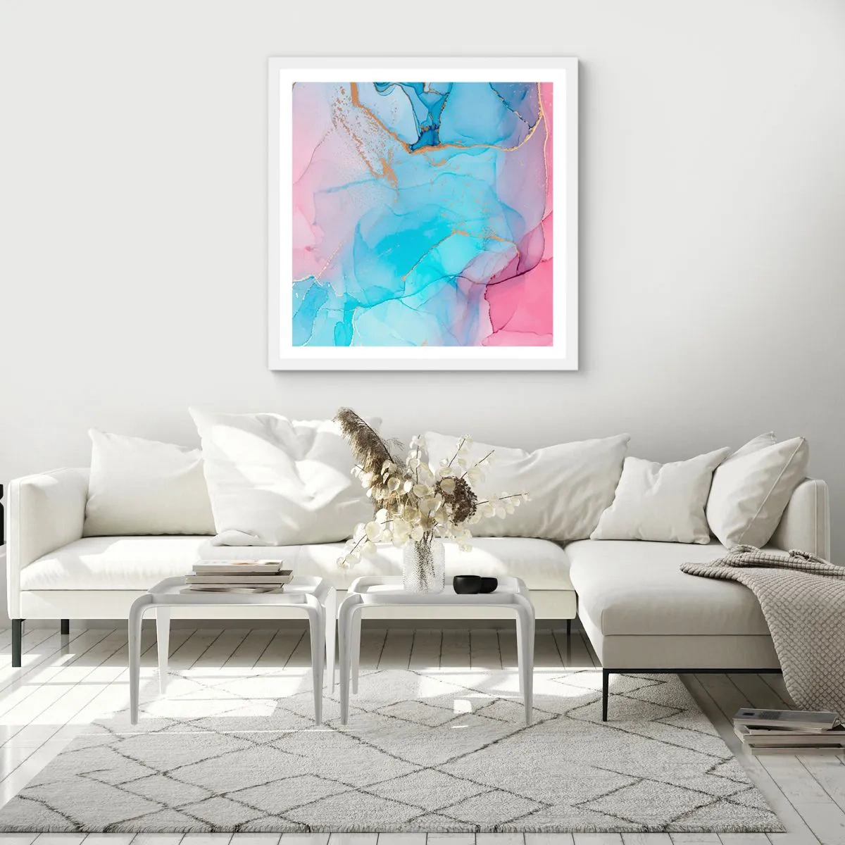 Poster in einem weißen Rahmen - Begegnung und Durchdringung - 50x50 cm